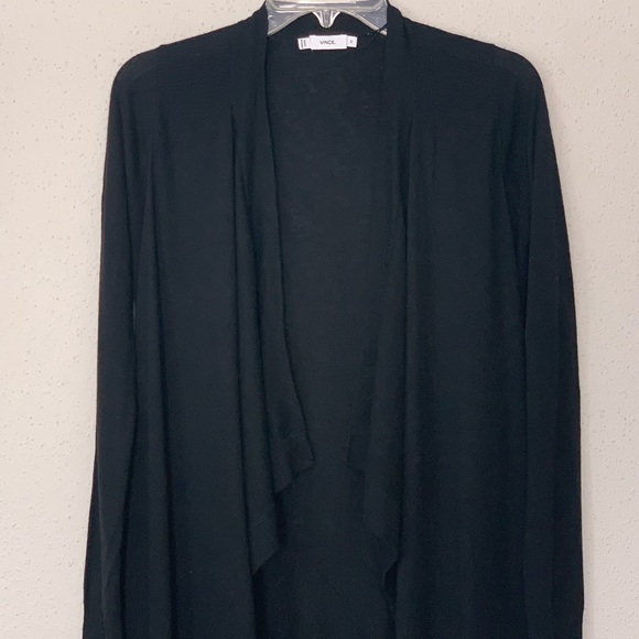 Vince Merino Wool Blend Draped Waterfall Cardigan Sweater in Black Size XS - Picture 3 of 10